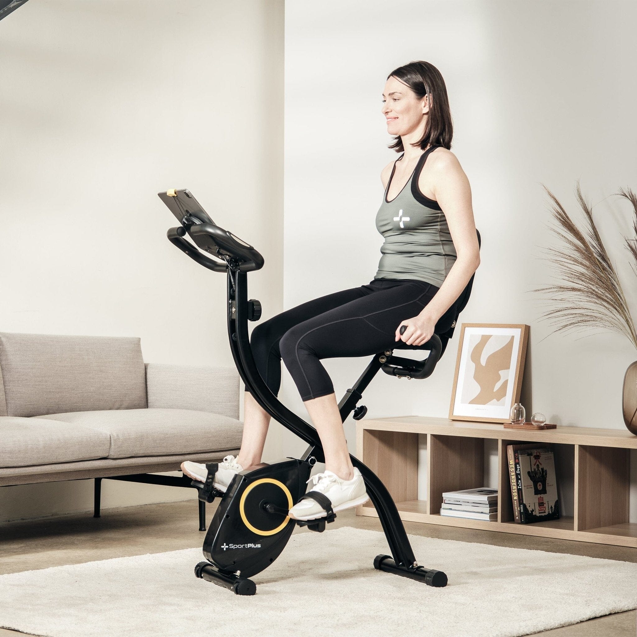 Klappbarer Heimtrainer (S-Bike) mit Rückenlehne & App-Kompatibilität SP-HT-1300-iE SportPlus 