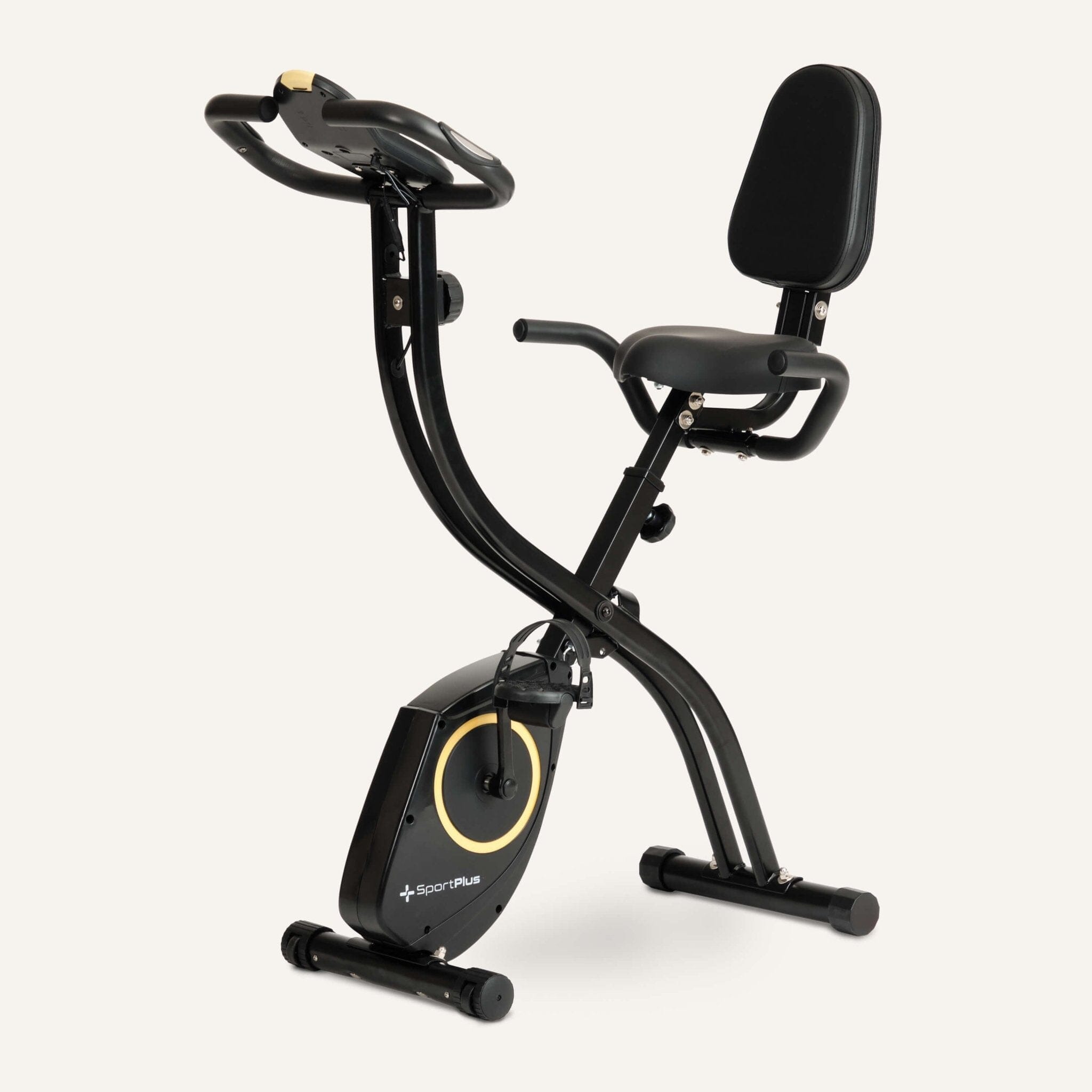 Klappbarer Heimtrainer (S-Bike) mit Rückenlehne & App-Kompatibilität SP-HT-1300-iE SportPlus Black/Sun 
